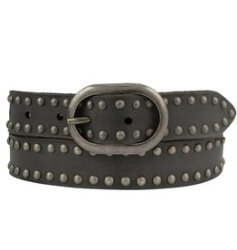 ZWIER OVAL BUCKLE LEATHER BELT DARK GREY
