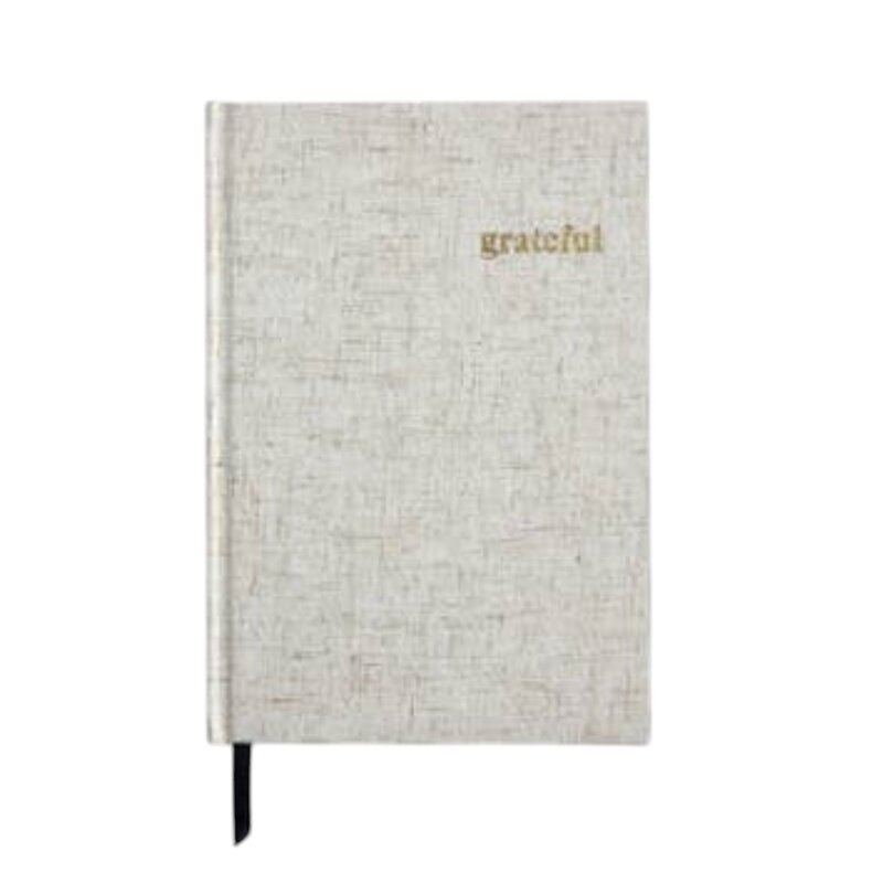 Grateful Heather Gray Linen Notebook