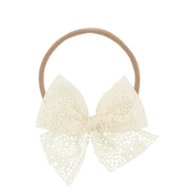 LOU LOU Lace Bow Ivory Floral Headband