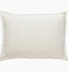 Anaya Beige Pinstripe Fringe Soft Linen Pillow 14x20 Down Alternative Insert