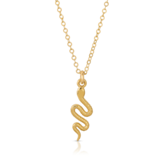 JURATE LA THE DARING SMALL SERPENT 14K GOLD PLATED BRASS W 14K GOLD FILL CHAIN