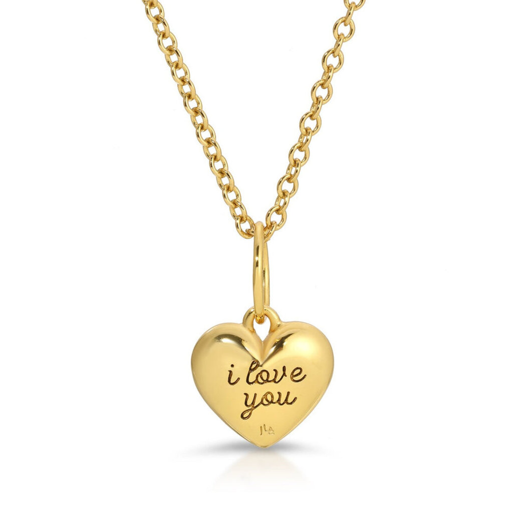 JURATE LA LUV PUFF HEART NECKLACE 14K GOLD PLATE BRASS