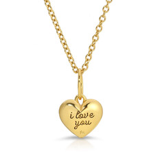 JURATE LA LUV PUFF HEART NECKLACE 14K GOLD PLATE BRASS