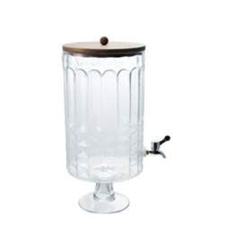 8 Quart Glass Footed Beverage Dispenser with Spout & Lid