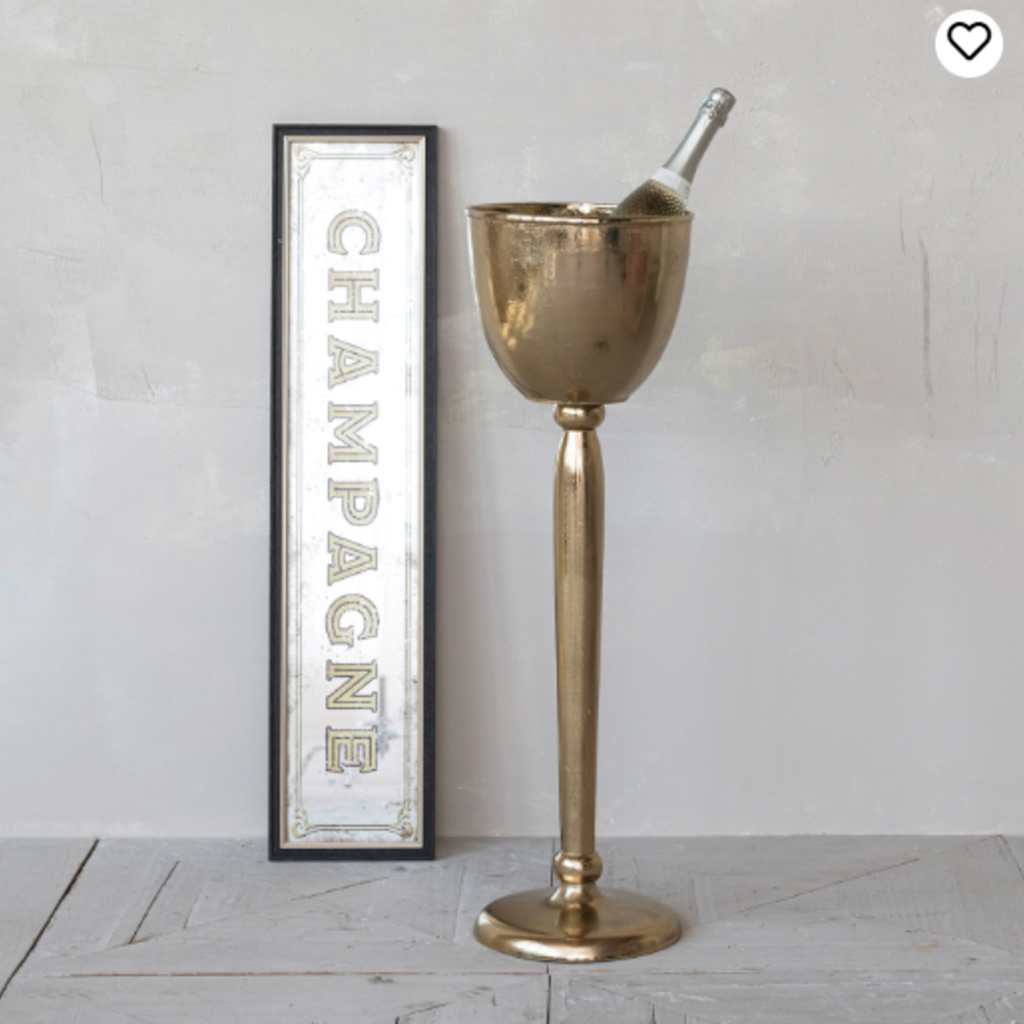 Plastic & MDF Framed Wall Décor with Antique Mirror "Champagne"