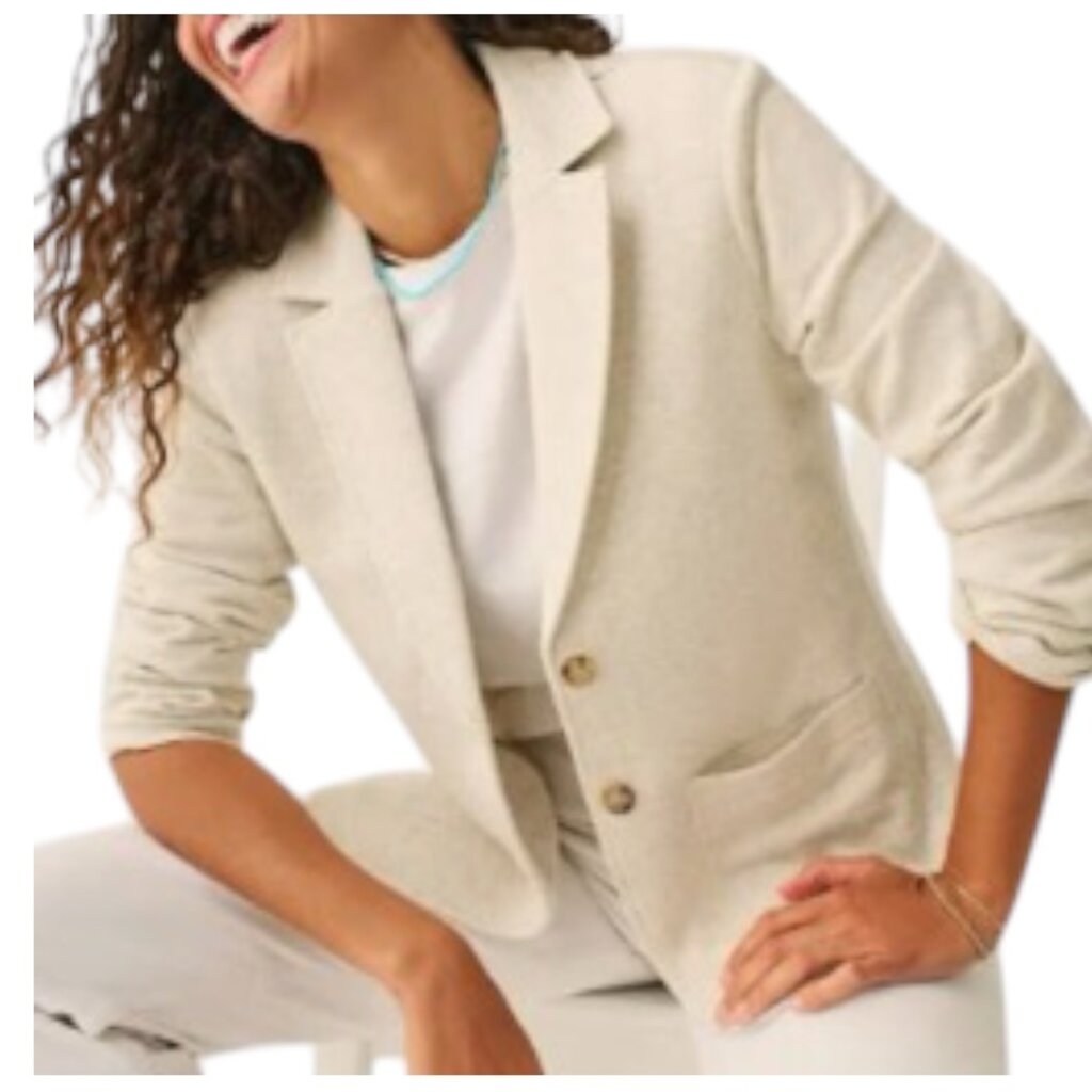 HER INLET KNIT BLAZER LIGHT OATMEAL MELANGE