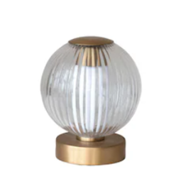 Glass & Metal Pleated LED Table Lamp with Touch Sensor in Kraft Box
