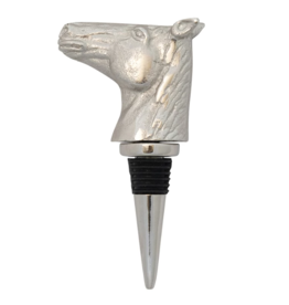 Cast Aluminum Horse Head Bottle Stopper in Kraft Box, Nickel Finish