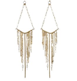 MAYA BAUMAN V FRINGE EARRING GOLD