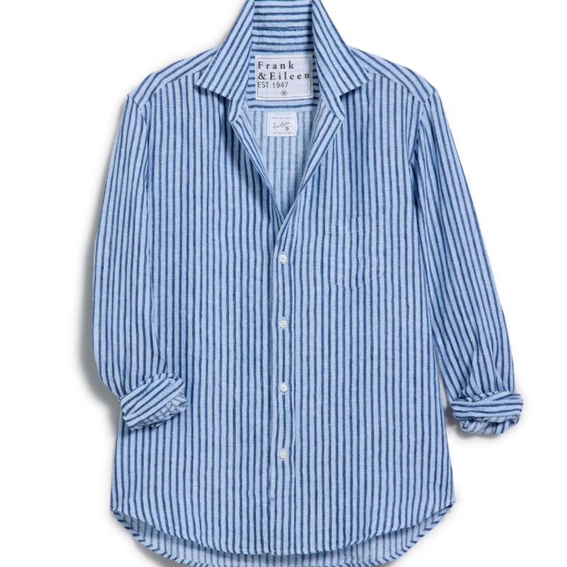 Frank & Eileen EILEEN Relaxed Button-Up Shirt BLUE, NAVY TEXTURED STRIPE
