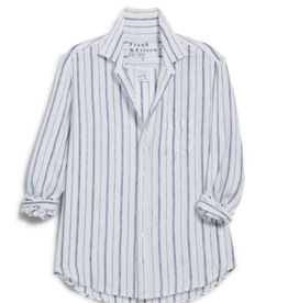 Frank & Eileen EILEEN Relaxed Button-Up Shirt WHITE, NAVY MULTI STRIPE