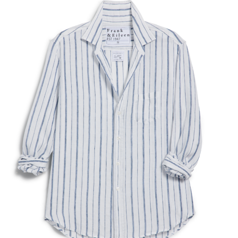 Frank & Eileen EILEEN Relaxed Button-Up Shirt WHITE, NAVY MULTI STRIPE