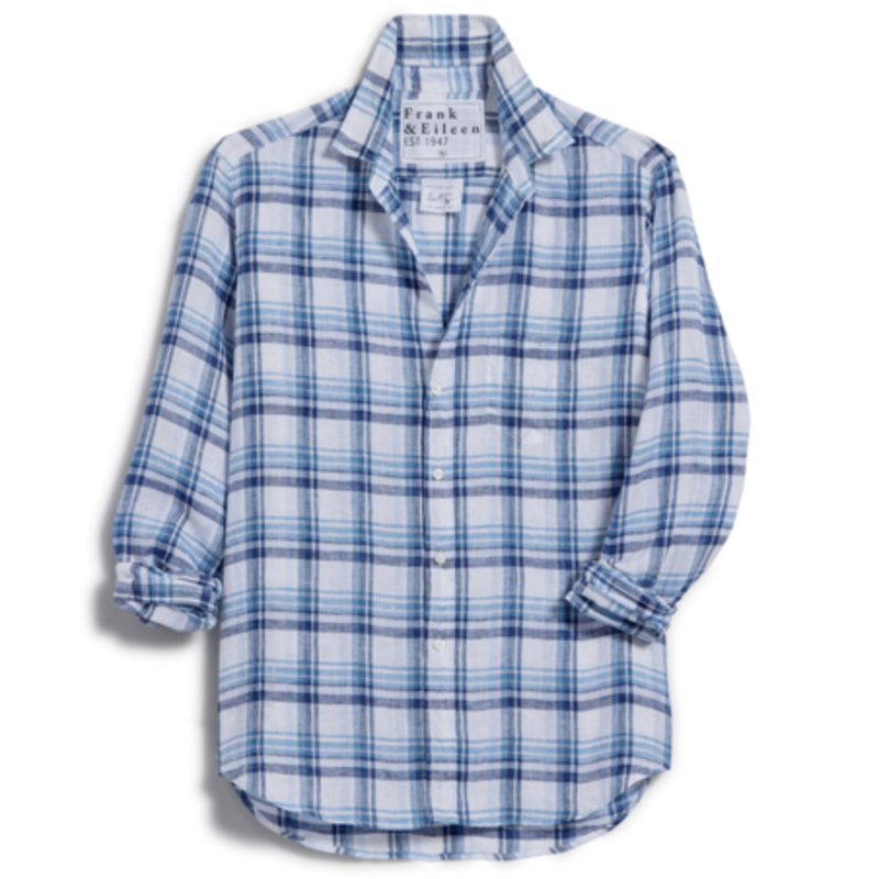 Frank & Eileen EILEEN Relaxed Button-Up Shirt WHITE, BLUE PLAID
