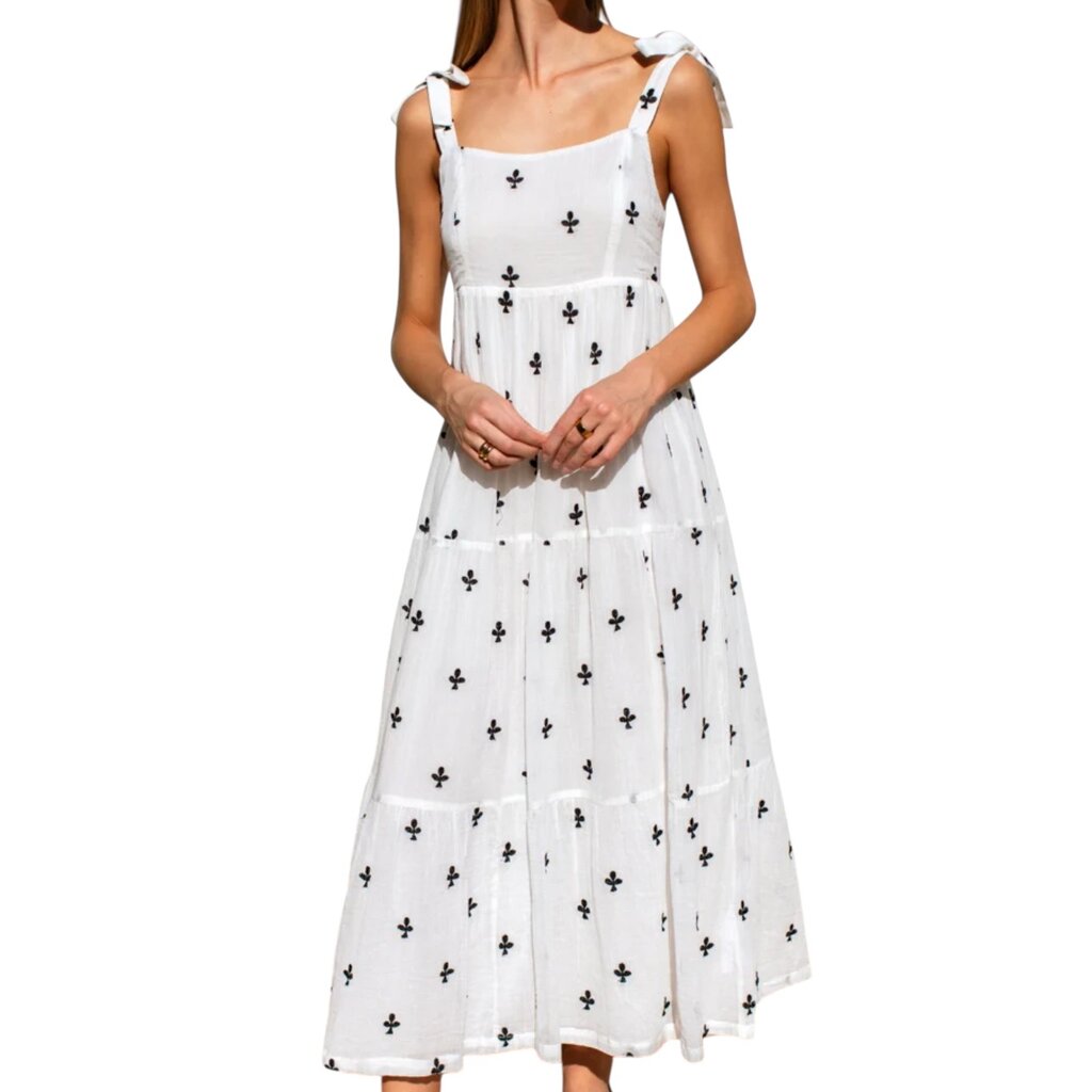 Emerson Fry Sara Tier Dress Embroidered Clover