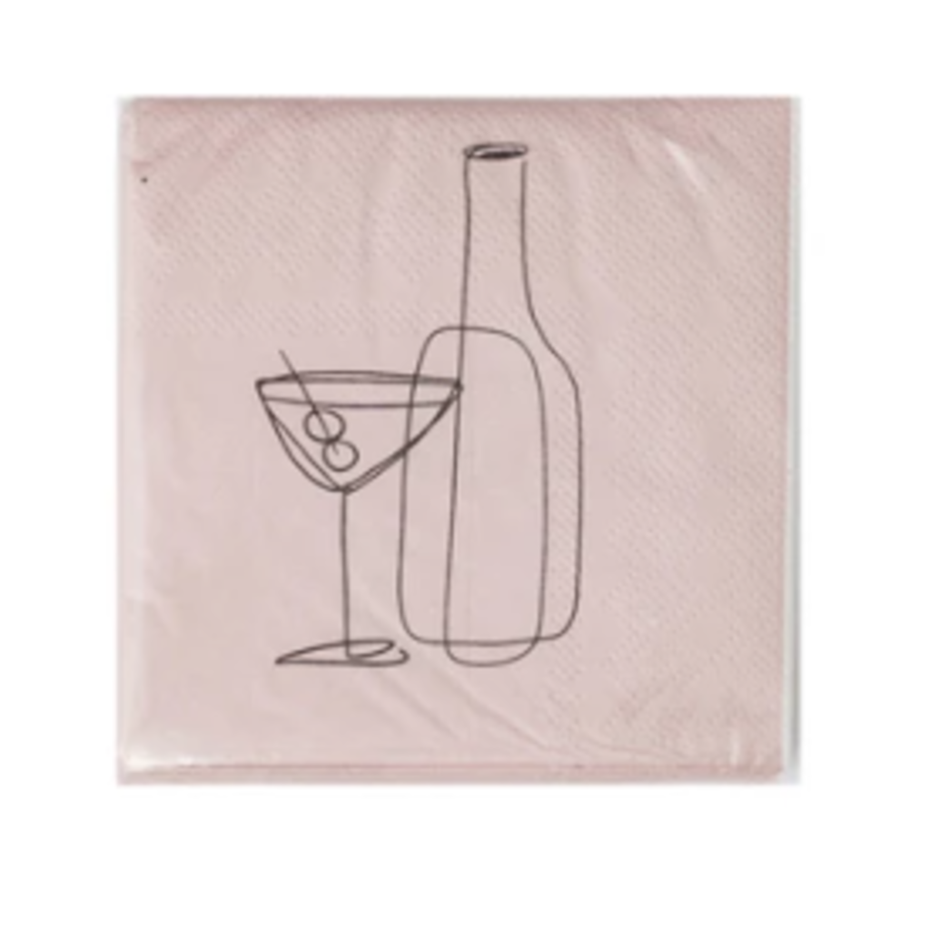 Paper Cocktail Napkins w/ Line Art