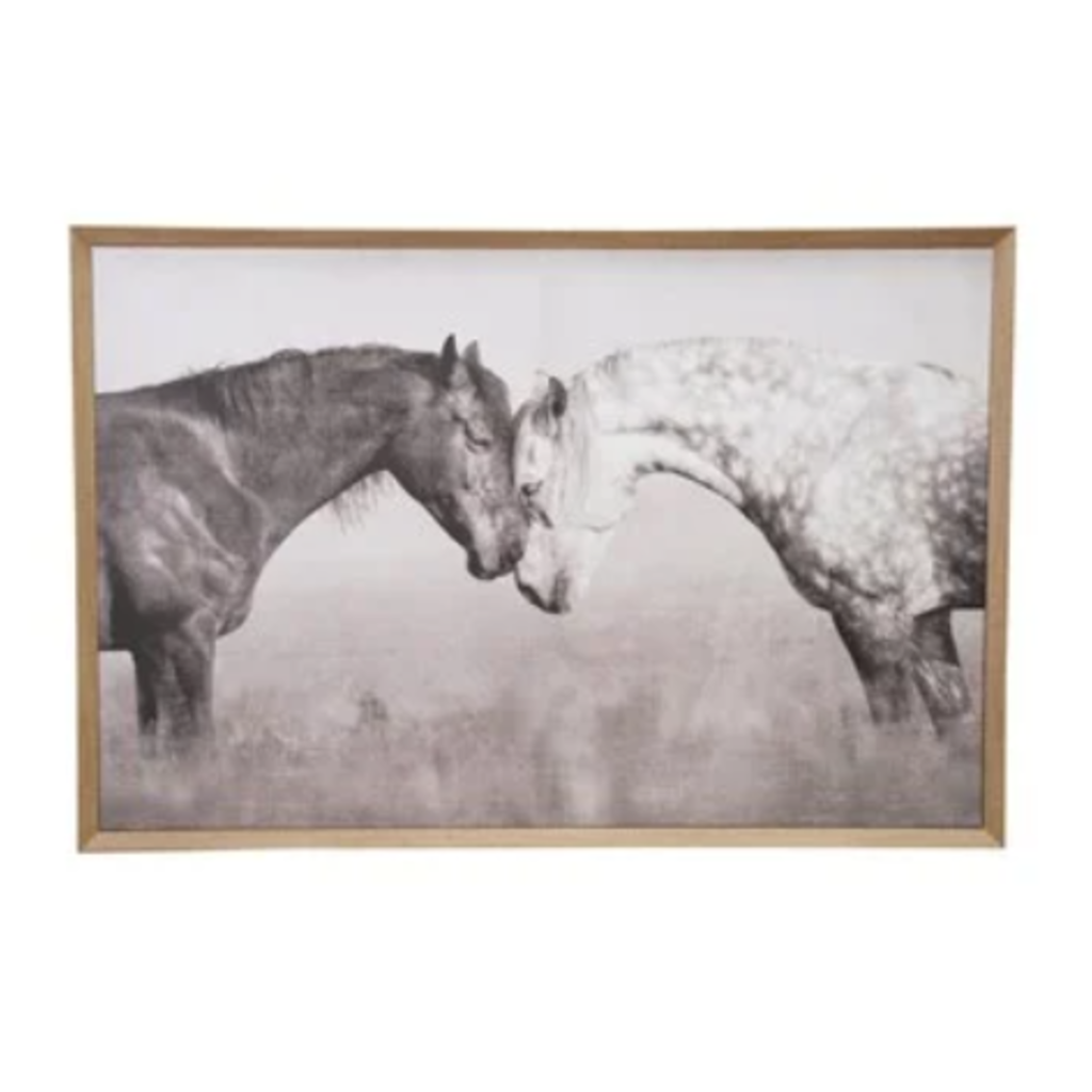 Wood Framed Canvas Wall Décor with Horse Photography