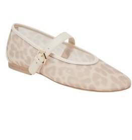 ROSLYN WOVEN BALLET FLAT WHITE LEOPARD MESH