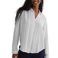 PINTUCK HIDDEN PLACKET SHIRT WHITE