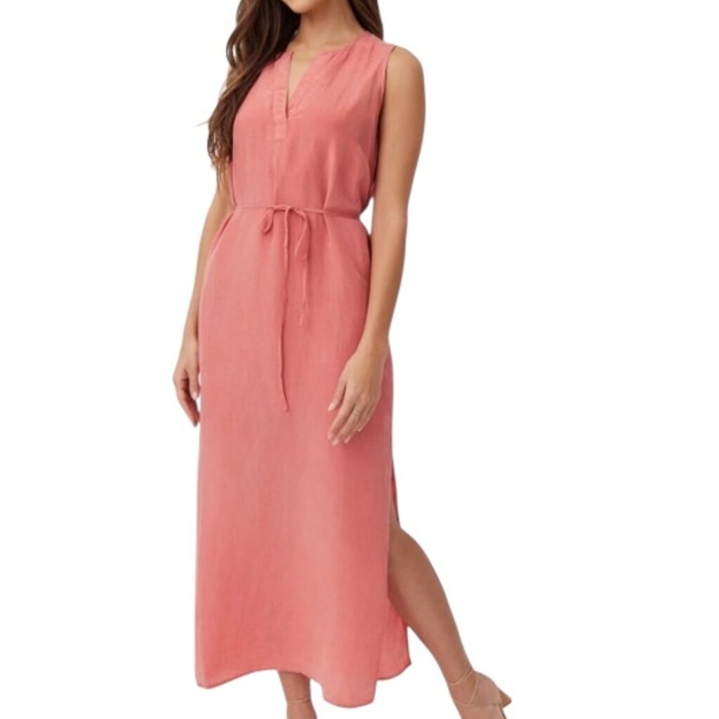 SLEEVELESS BELTED MAXI DRESS SAFI CORAL