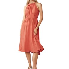 CUT OUT BACK MIDI HALTER DRESS CHERRY ROSE