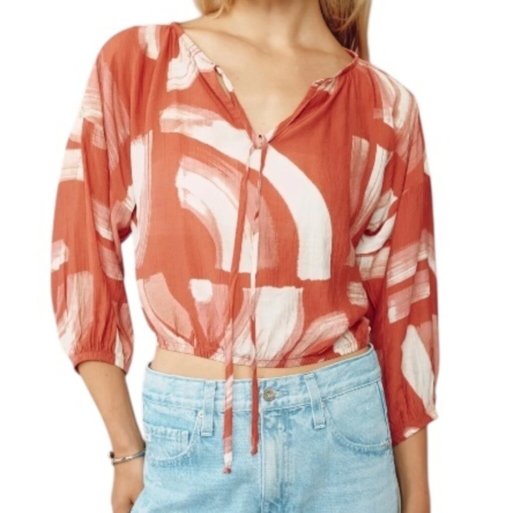 TIE UP PULLOVER TOP ABSTRACT ART PRINT