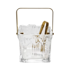 24 oz. Textured Glass Ice Bucket with Tongs