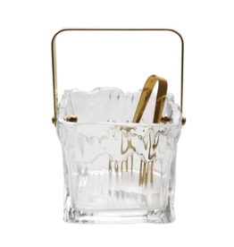 24 oz. Textured Glass Ice Bucket with Tongs