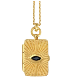 Temple Of The Sun Meri Locket Necklace Gold Vermeil BLUE SAPPHIRE
