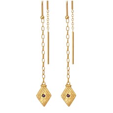 Temple Of The Sun Inka Earrings Gold Vermeil BLUE SAPPHIRE