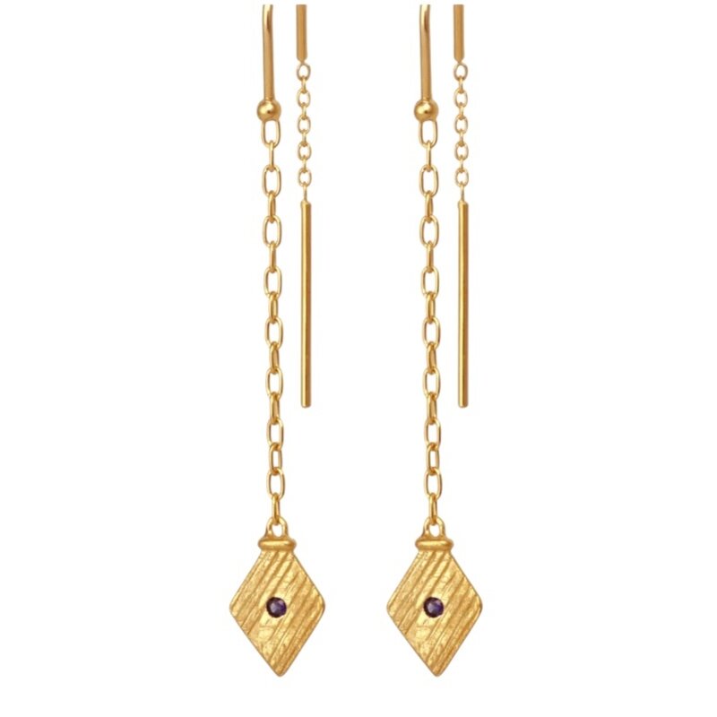 Temple Of The Sun Inka Earrings Gold Vermeil BLUE SAPPHIRE