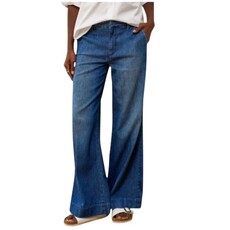 Frank & Eileen WEST VILLAGE The Italian Wide Leg Chino Washed Blue