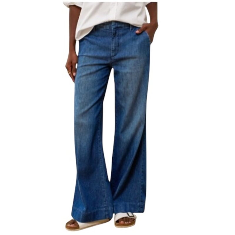 Frank & Eileen WEST VILLAGE The Italian Wide Leg Chino Washed Blue