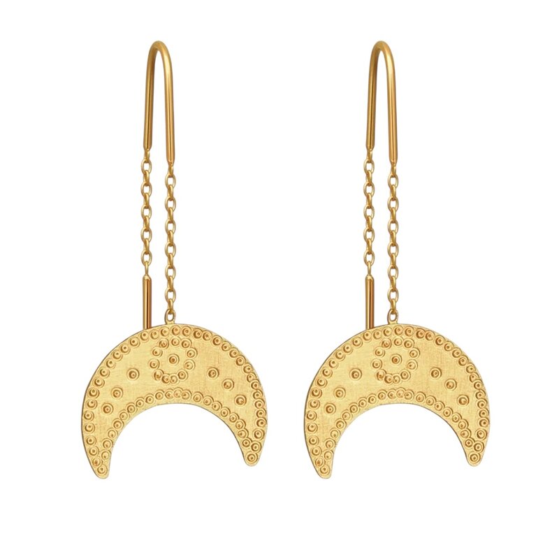 Temple Of The Sun Hanging Moon Earrings Gold Vermeil - GOLD VERMEIL