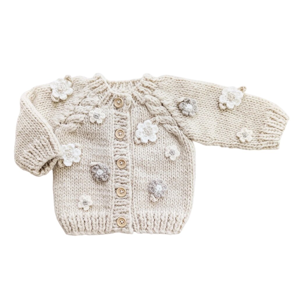 Huggalugs Flower Cardigan Sweater Natural