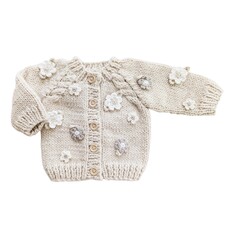 Huggalugs Flower Cardigan Sweater Natural