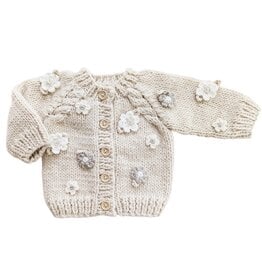Huggalugs Flower Cardigan Sweater Natural
