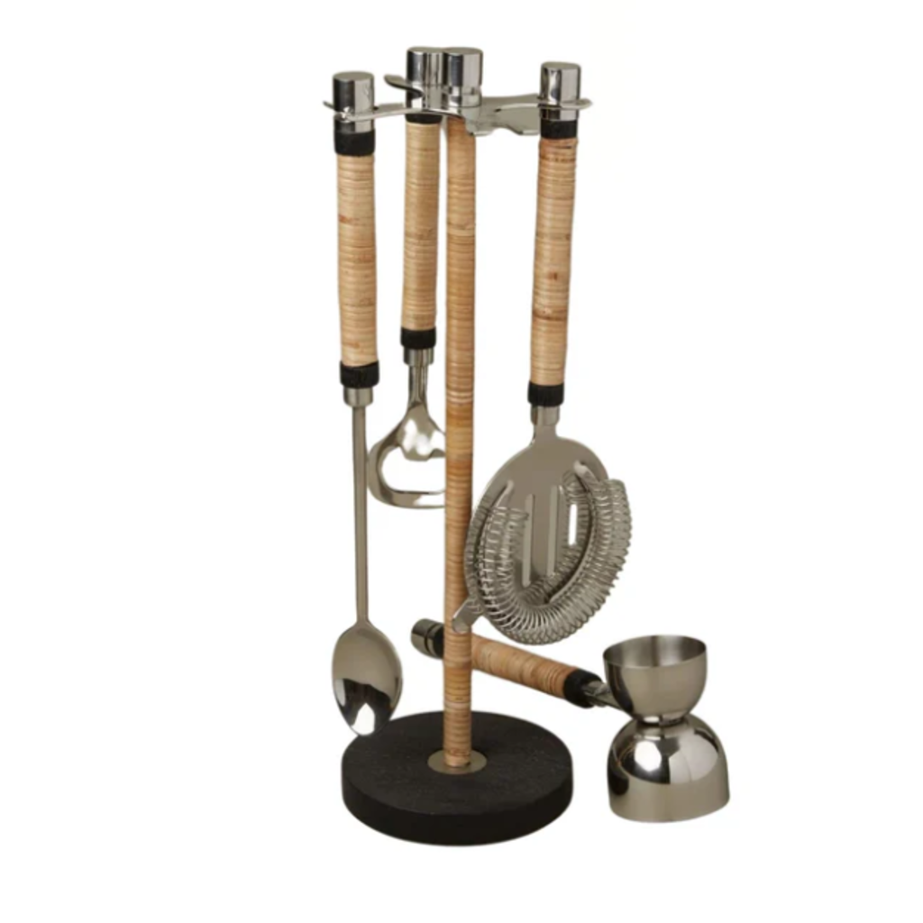 BE HOME Arendal Rattan Hanging Bar Tool Set