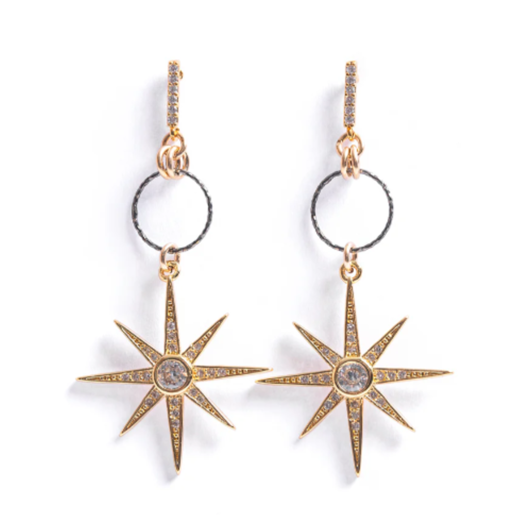 VERVE JEWELRY LYRIC MIXED METAL STAR EARRINGS VE141