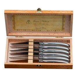 BE HOME Laguiole 6 Piece Steak Knife Set, Platine Stainless Steel in Wood Presentation Box