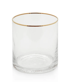 Optic Rock Glass w/ Gold Rim S/4