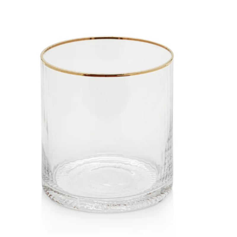 Optic Rock Glass w/ Gold Rim S/4