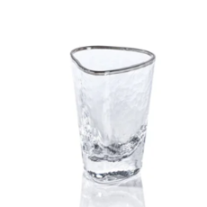 Aperitivo Triangular Shot Glass Clear w/ Platinum S/4