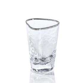 Aperitivo Triangular Shot Glass Clear w/ Platinum S/4