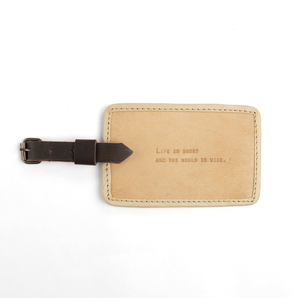 Sugarboo Life Is Short Leather Luggage Tag in Honey