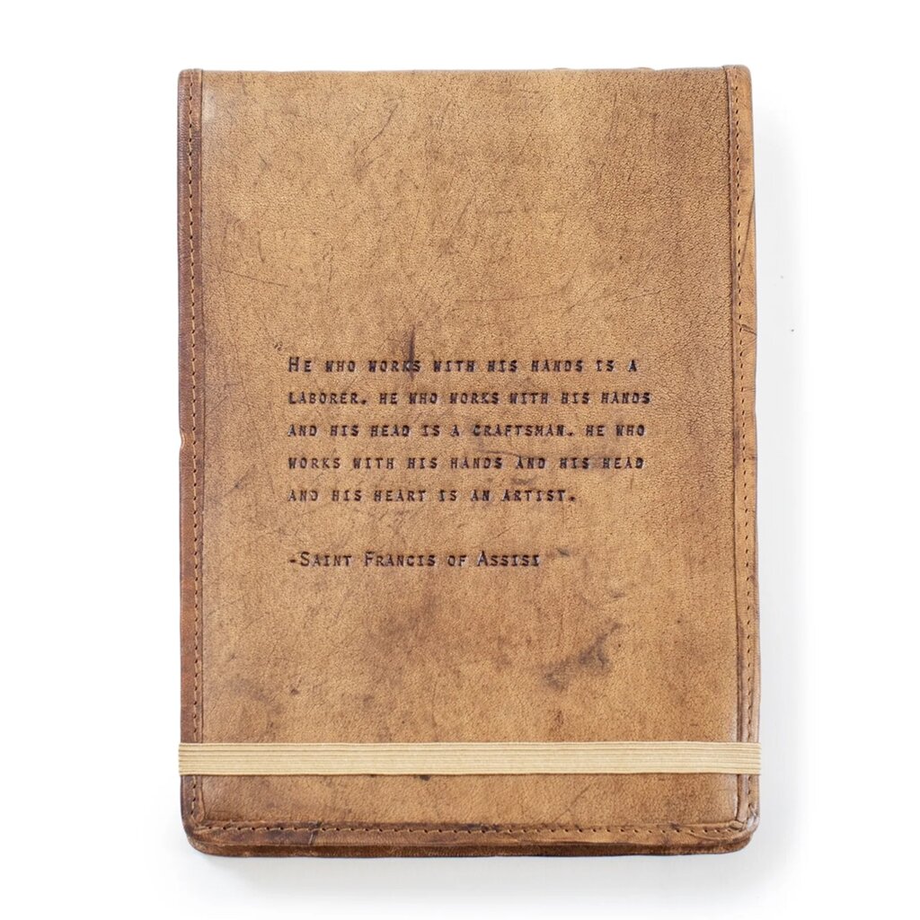 Sugarboo Large Saint Francis of Assisi Leather Journal - Honey