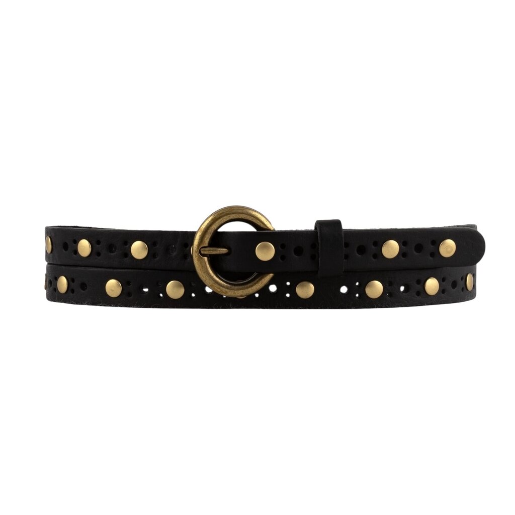 15004 Chloe Vintage Studded Skinny Belt Black