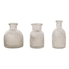 3-3/4"H - 4-1/4"H Pressed Glass Bottle S/3