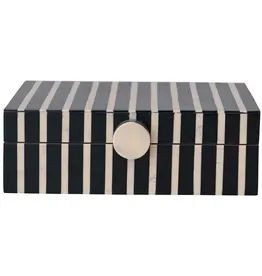 9"L x 6"W x 3"H Handmade Mango Wood&Resin Striped Box w Knob