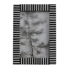 5"L x 7"H Resin Striped Photo Frame, Black & White