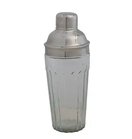 9.25"H Heavy Bottom Clear Glass W Steel Cover